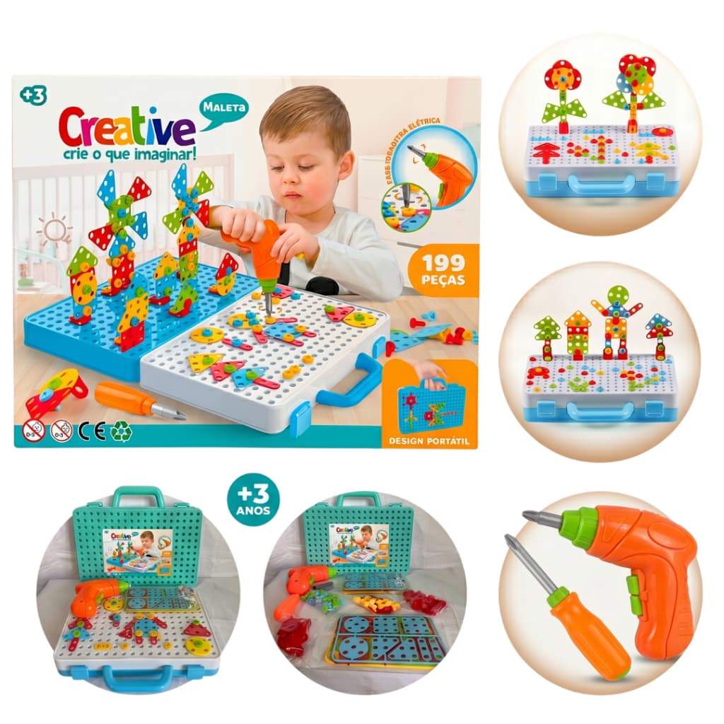 Kit Ferramenta Infantil Parafusadeira Brinquedo De Montar C Maleta Educativo