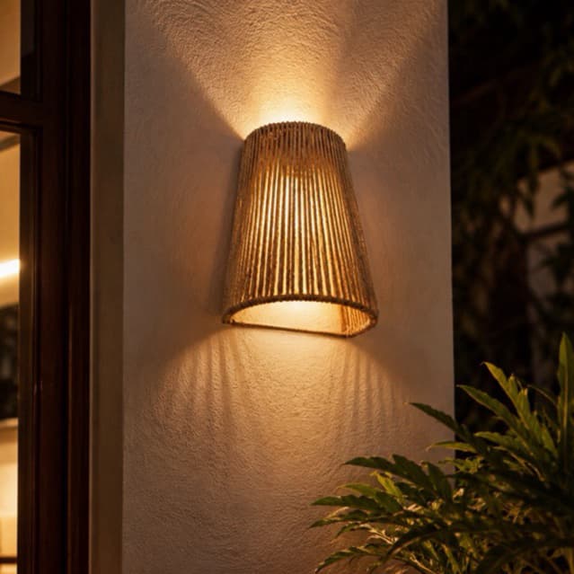 Arandela Cone M de Palha de Milho 22x25 Decorativa Artesanal cod 371