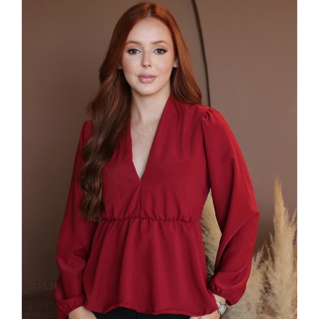 Blusa Feminina Manga Longa Elegante Soltinha com Amarração