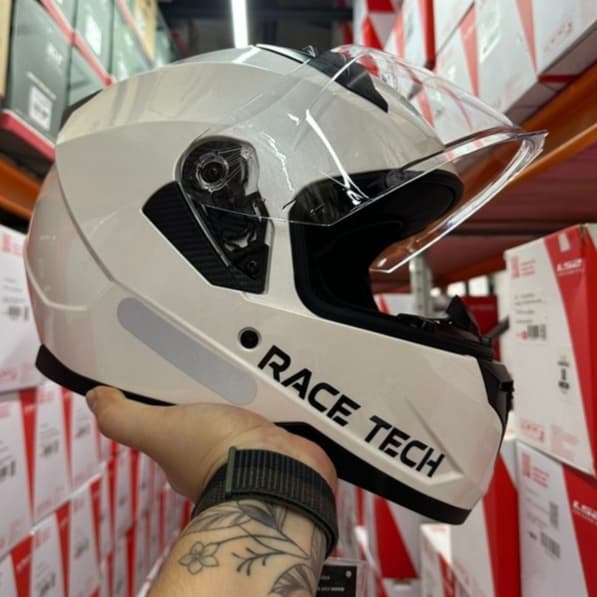 CAPACETE EXCLUSIVO RACE TECH SECTOR BRANCO PROMOÇÃO VISEIRA CRISTAL