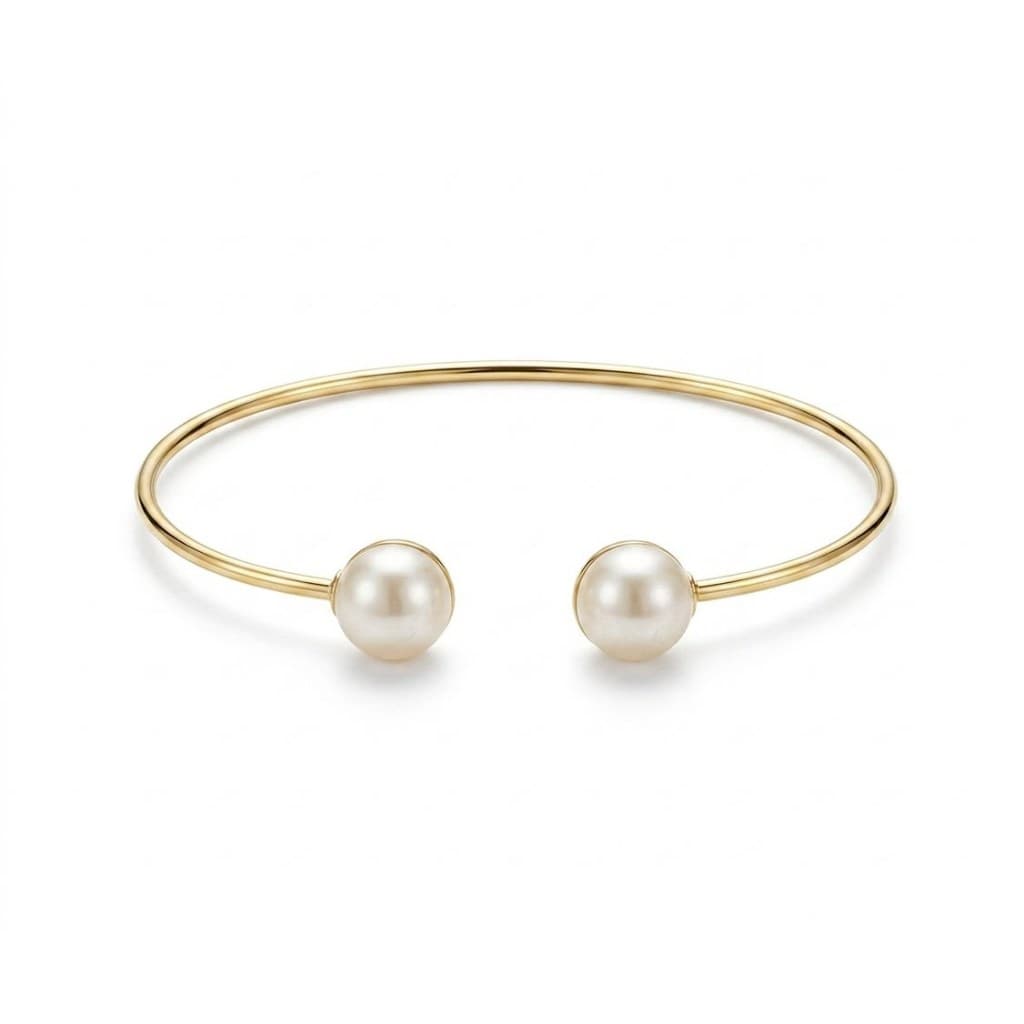Bracelete dourado feminino - Pulseira Dourada com detalhe em pérola