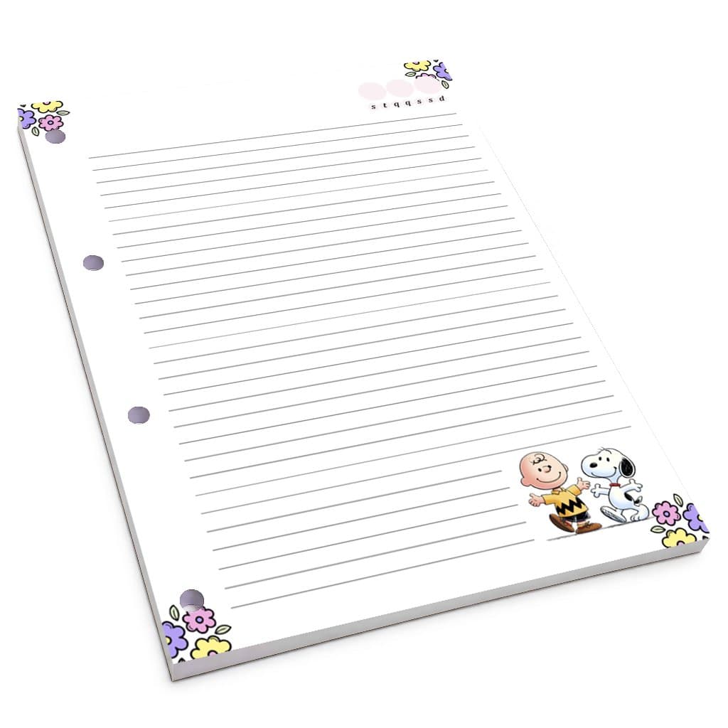 Refil para Fichário Snoopy - Folhas para Fichário e Caderno Argolado 100 folhas - "Bloco" para Fichário