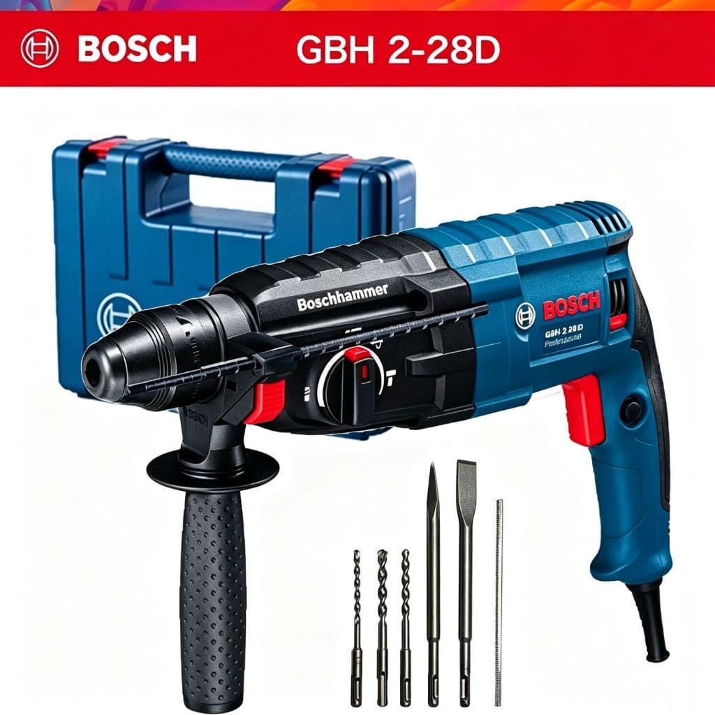 Martelete Furadeira de Impacto Rotativo 5kg Rompedor Demolidor Perfurador 1600w Com Acessorios-BOSCH