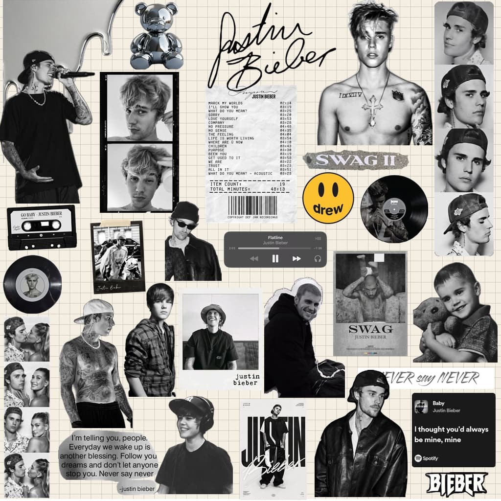 Kit 30 Adesivos Justin Bieber Swag À Prova D'Água Garrafa Celular Notebook Caderno