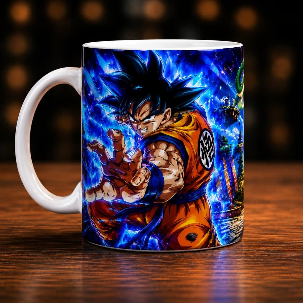 Caneca Dragon Ball Goku e Vegeta Anime 325ml Cerâmica Personalizada Presente Geek Otaku Full Art