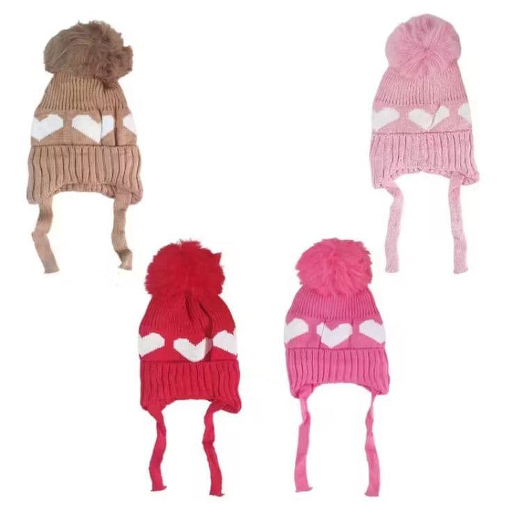 Gorro Forrado Touca Infantil Fofo Criança Pompom Frio Bichinho Coração Inverno Unissex
