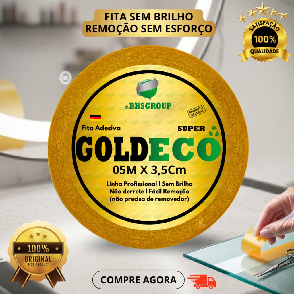 Fita Adesiva Goldeco Para Próteses Capilares E Perucas 3,5cm X 5 Mts Não Derrete