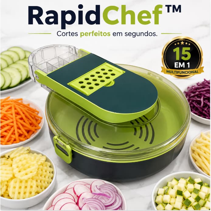Ralador Fatiador RapidChef™ 15 em 1 Cortador de Legumes Multifuncional Manual Cozinha