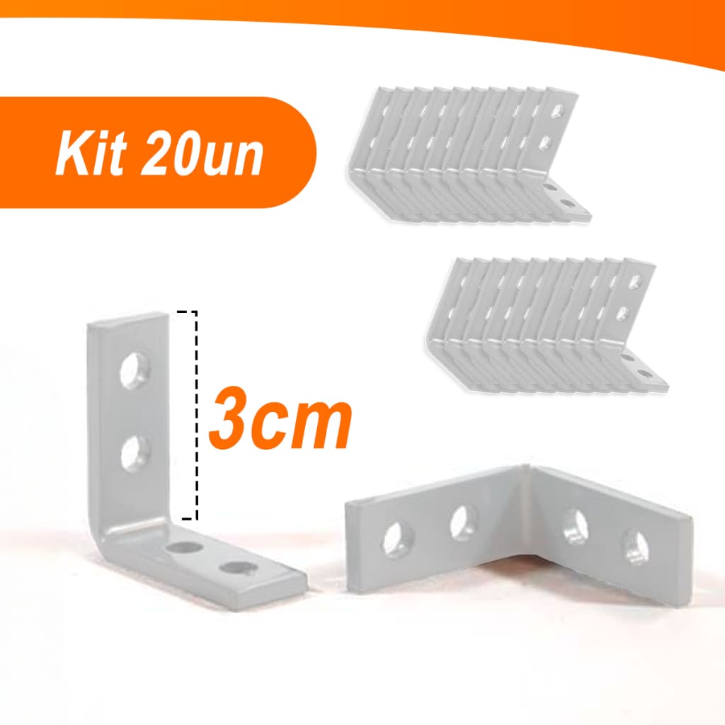 Kit 10 a 20 Cantoneiras Mão Francesa Para Moveis 3x3cm - Branca