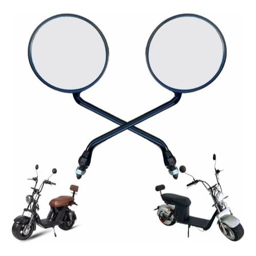 Retrovisor Moto Elétrica Preto Espelho Redondo Scooter 8mm