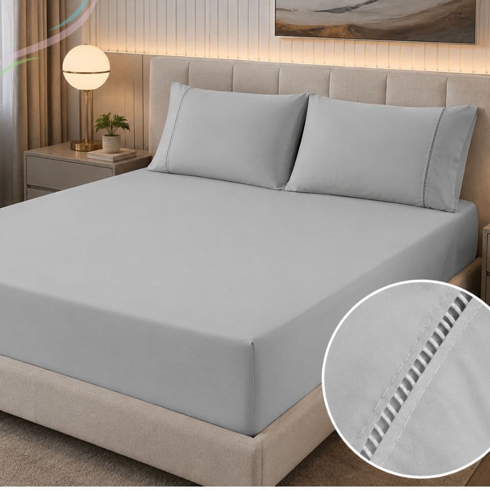 Lençol Queen Solteiro Jogo De Cama Casal 400 Fios Micropercal com Ponto Palito Macio