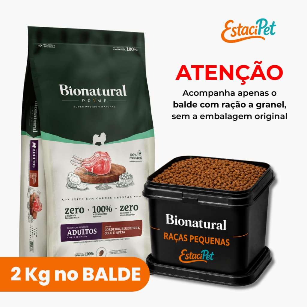 Racao Super Premium Caes Adultos Racas Pequenas Cordeiro Balde Bionatural Prime Envio Imediato