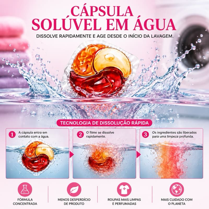 As cápsulas de lavagem Sombra Flor Limpeza + Maciez + Perfume + Proteção do tecido + Proteção das mãos