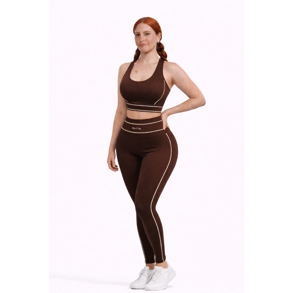 MATYS Conjunto Fitness Feminino Cor Vinho Legging Cintura Alta e top Academia Compressão Dry Fit