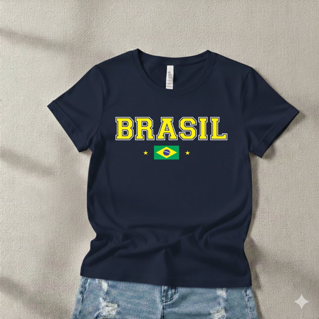 Camiseta Unissex Brasil Copa do Mundo Casual Blusa 100% Algodão Tendência Lançamento Copa Envio Rápido