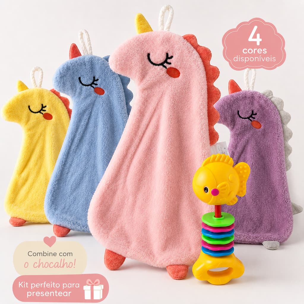Kit Naninha/Toalhinha Bebê + Chocalho Sensorial | Macio Aconchegante Presente Infantil