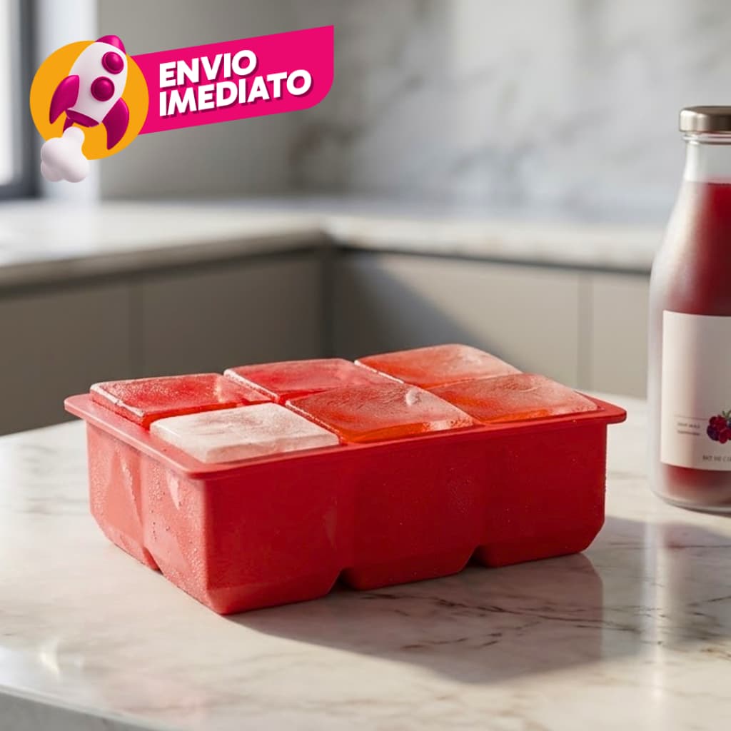 Kit Forma Silicone Gelo Grande 6 Cubos Flexível Forminha Maleável Drink Whisky Chocolate Gelatina