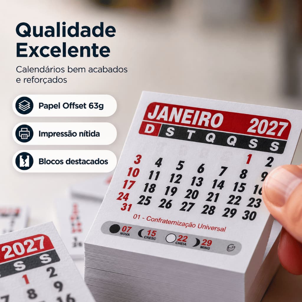 100 Bloco Para Mini Calendário 2027 Para Imã De Geladeira Já Destacado 5x5