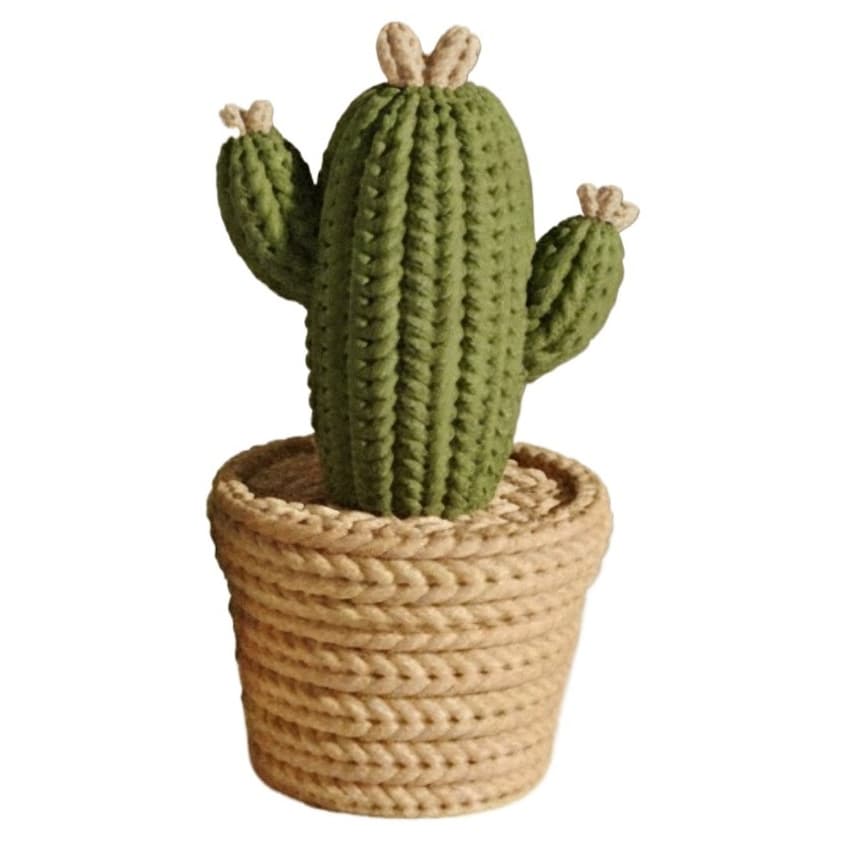 Cacto Unitário tamanho G Decorativo Impressao 3D Modernos com Vaso  textura Tricô
