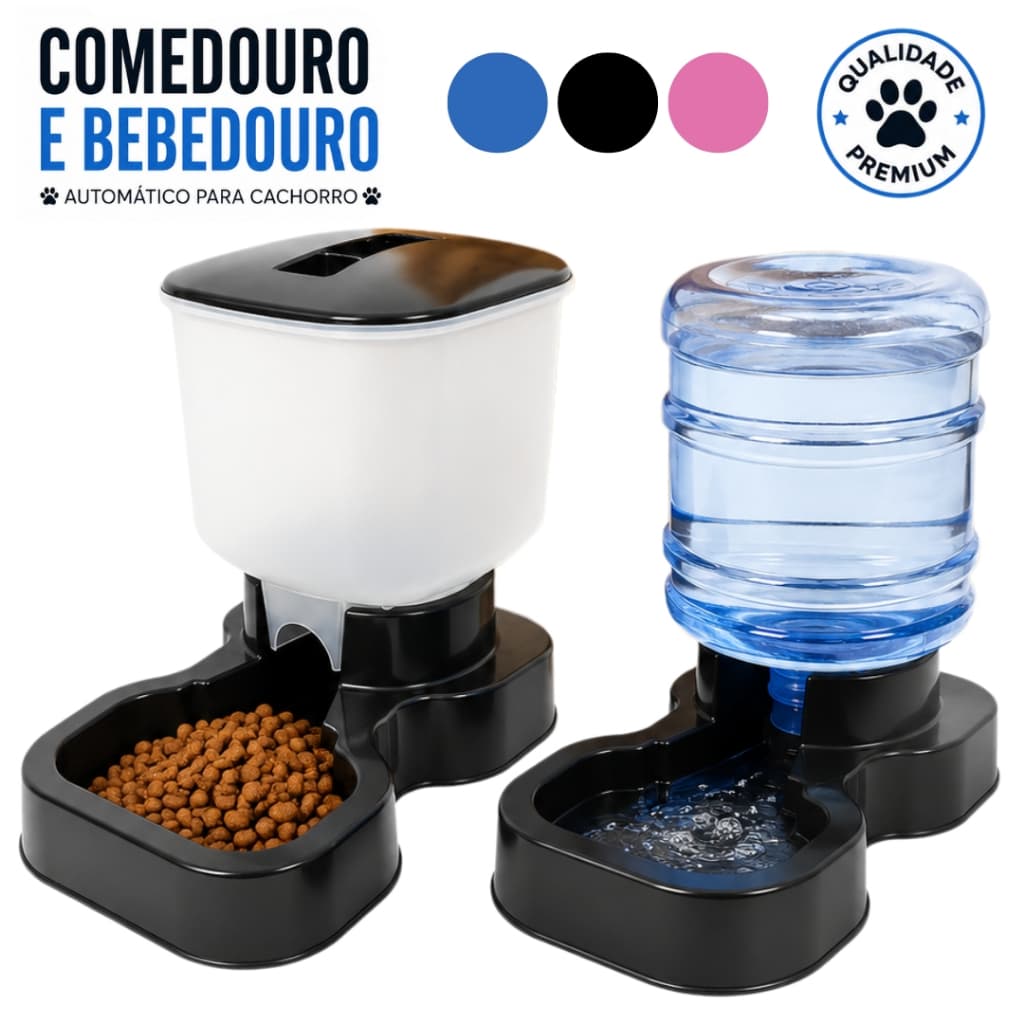 Kit Comedouro e Bebedouro Automático para Cães Pet Maxi Alta Capacidade