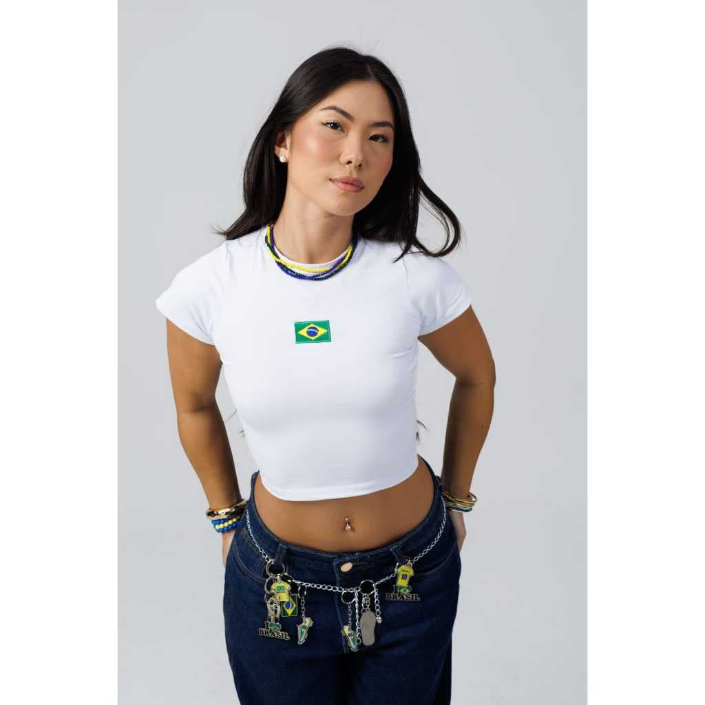 Cropped Feminino Brasil Baby Tee Brasil Cropped Bandeira Brasil Cropped Blogueira Blusa Brasil Feminina Copa 2026