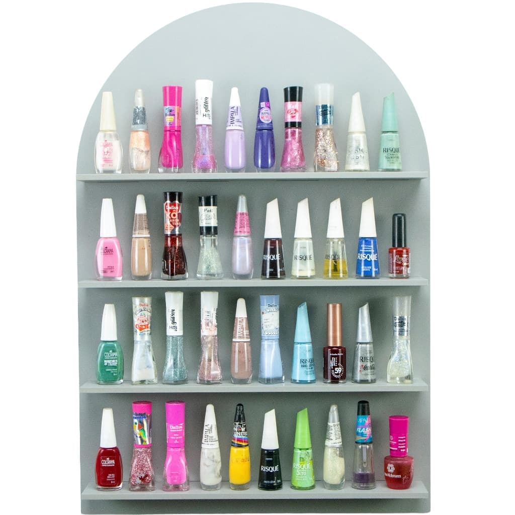 Expositor de esmaltes cinza salão de beleza nail designer esmalteria manicure