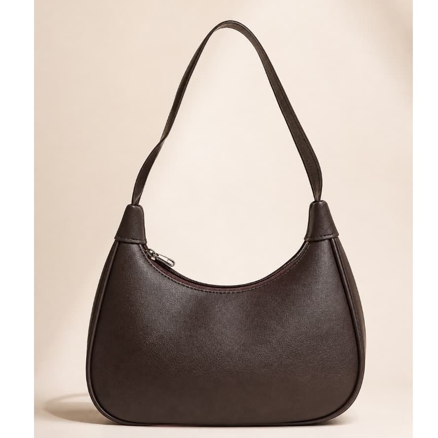 Bolsa Feminina Pequena Meia Lua Marrom Elegante Delicada Alça de Ombro Compacta Moderna Casual  ✨ Descrição:
