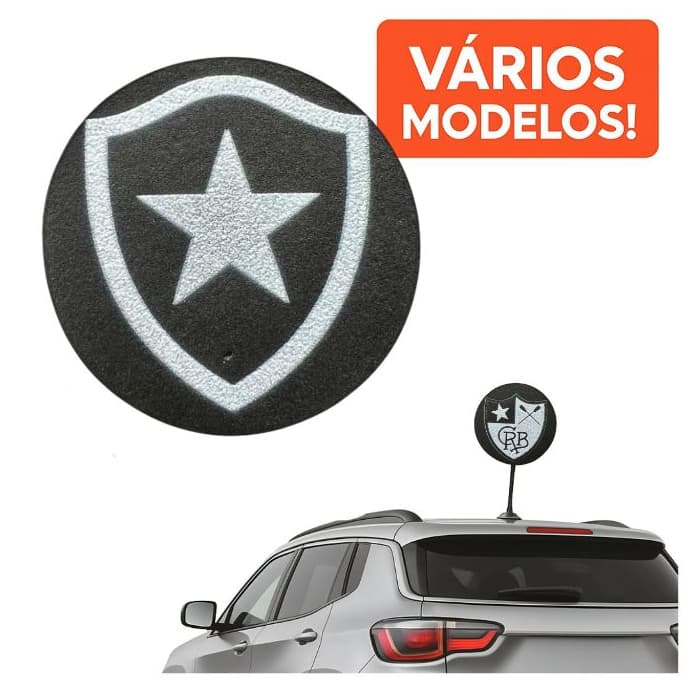 Ponteira Enfeite de Antena Botafogo - Escudo Botafogo - Preto e Branco - Fogo - Carro e Moto