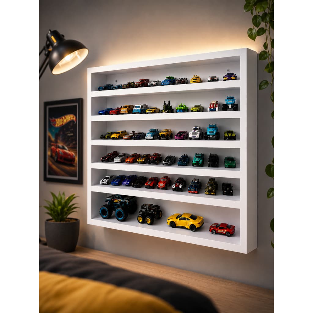 Expositor de Carrinhos Hot wheels  MDF Infantil Colecionador Decorativo Premium 60cm