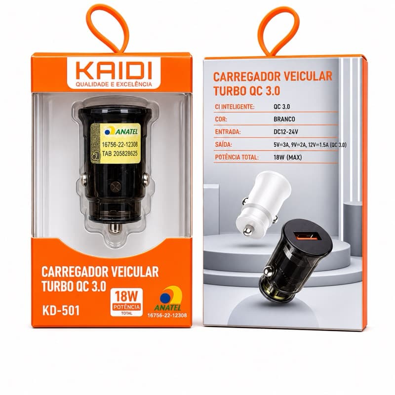 Carregador Veicular Turbo QC 3.0