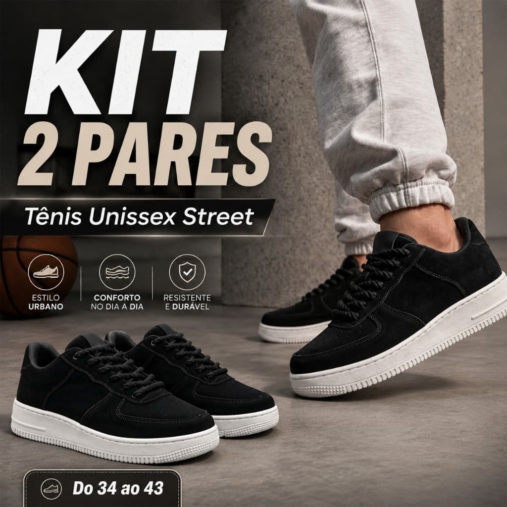 Oferta 2 Pares Tênis Casual Streetwear Unissex Confortável Estilo Skatista Para Academia Caminhadas