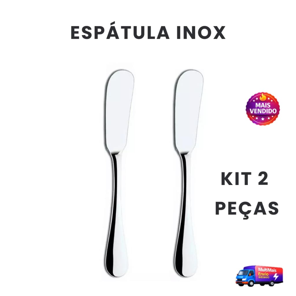 Espátula Inox Manteiga Patê Geleia Faca KIT 2 Peças Espalhadora Aço Inoxidável Cozinha Profissional
