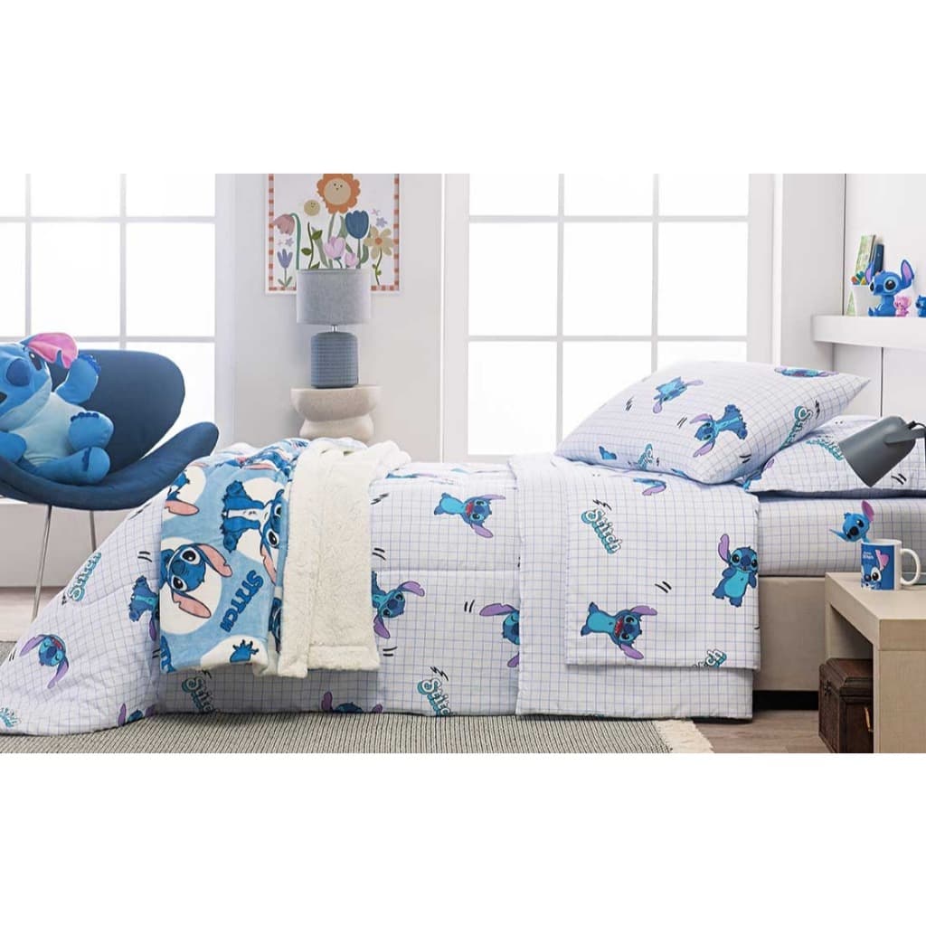 Edredom Infantil + Jogo De Cama Disney - 4 Peças - Hipoalergênico - Andreza Enxovais - 100% Algodão