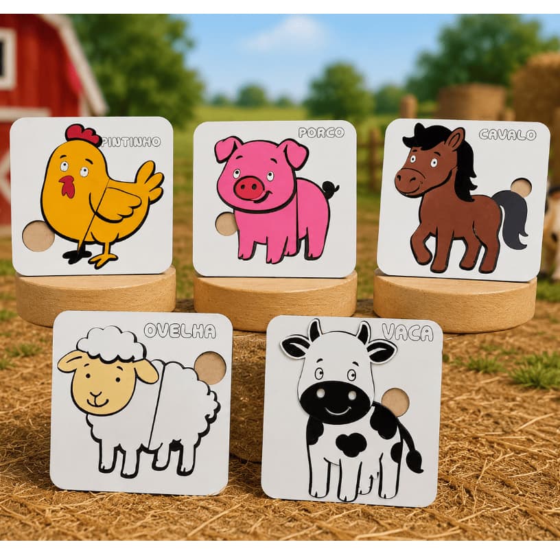 Quebra-Cabeça Educativo Fazendinha 5 animais