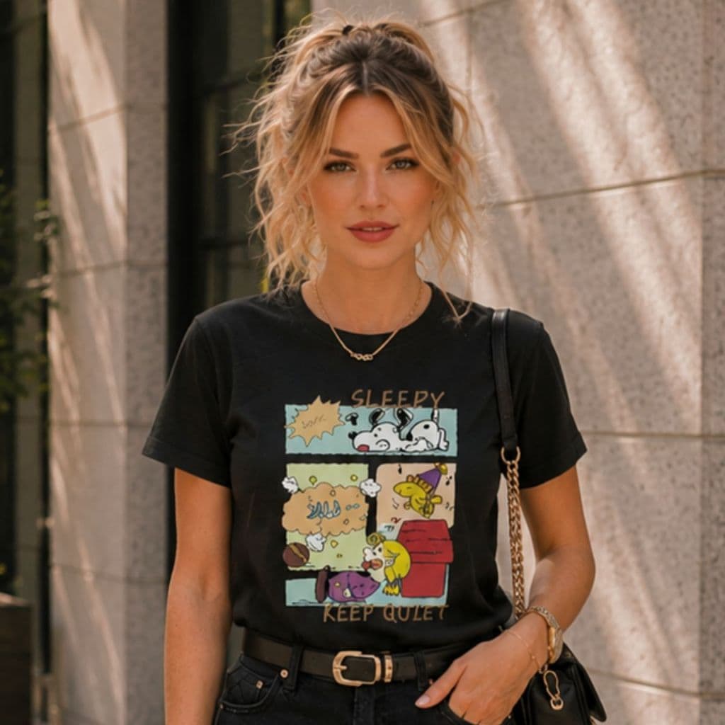Camiseta Blusa T-Shirt Feminina SNOOPY Malha Penteada 100% Algodão Premium Estilo Conforto e Qualidade no seu Dia a Dia