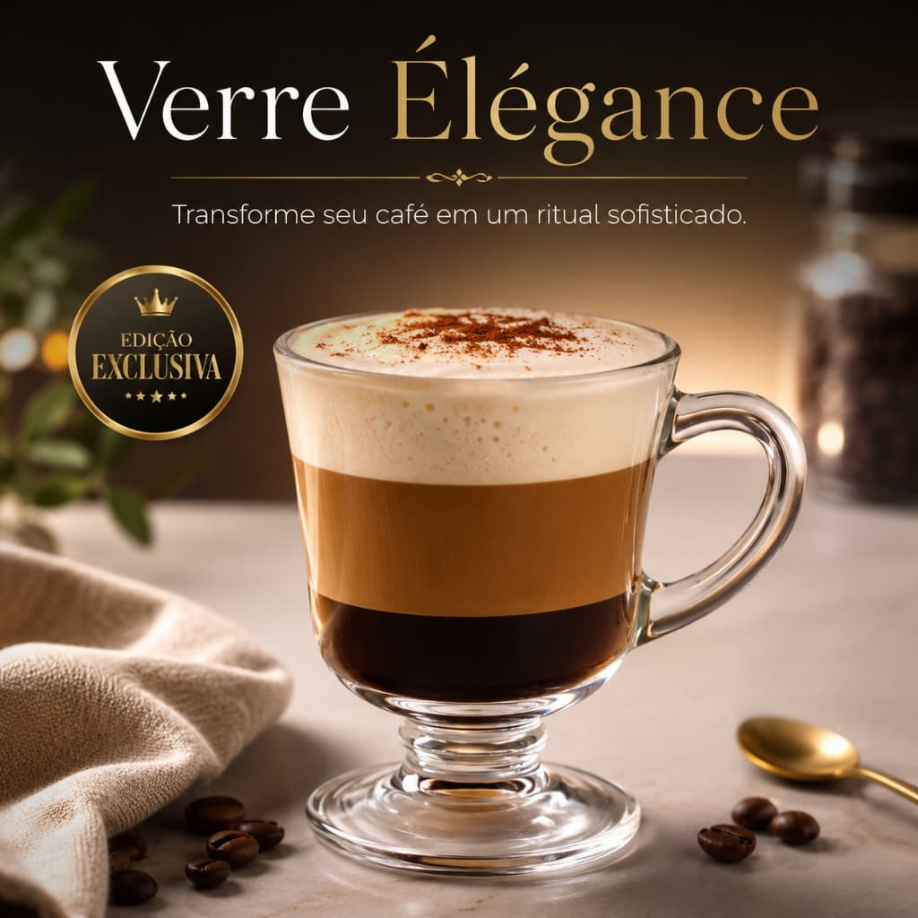 Verre Élégance Kit 4 Canecas de Vidro 120ml Premium para Café Chá Cappuccino Design Moderno
