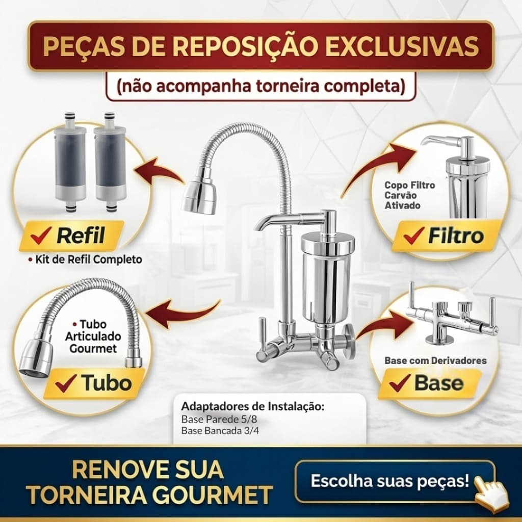 Reposição Torneira Gourmet Flexível | Escolha a Peça