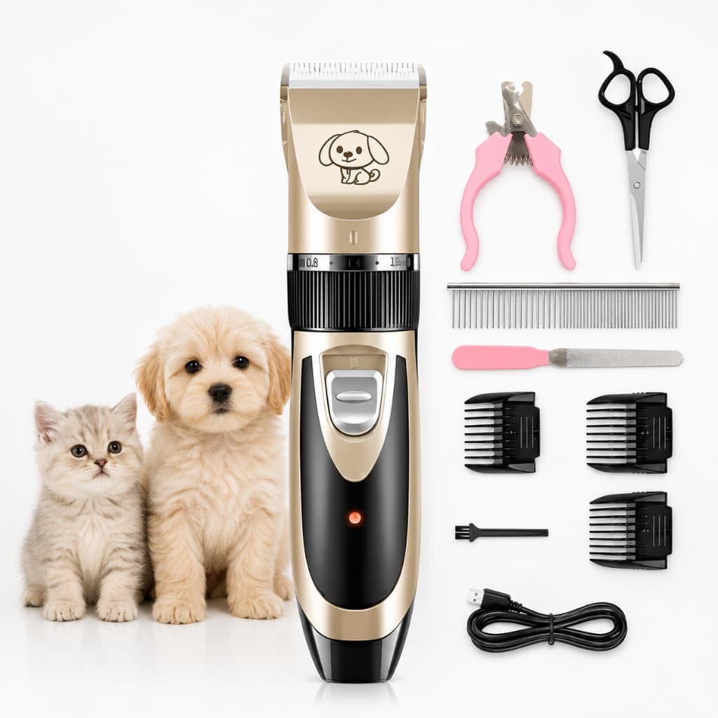 Kit Máquina Para Tosar Pet + Tesoura + Pente + Lixa Máquina Profissional Para Cachorro & Gato  Peças