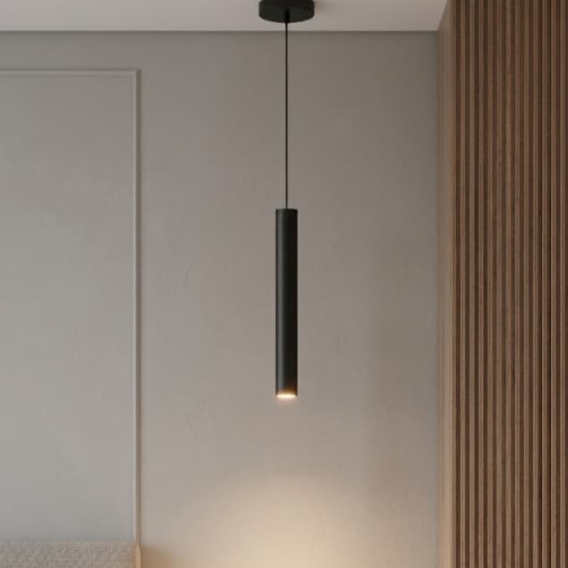Pendente Linear  Tube Slim 40cm  GU10  Preto  Altura Ajustável Sala Mesa Bancada  Decoração Moderna