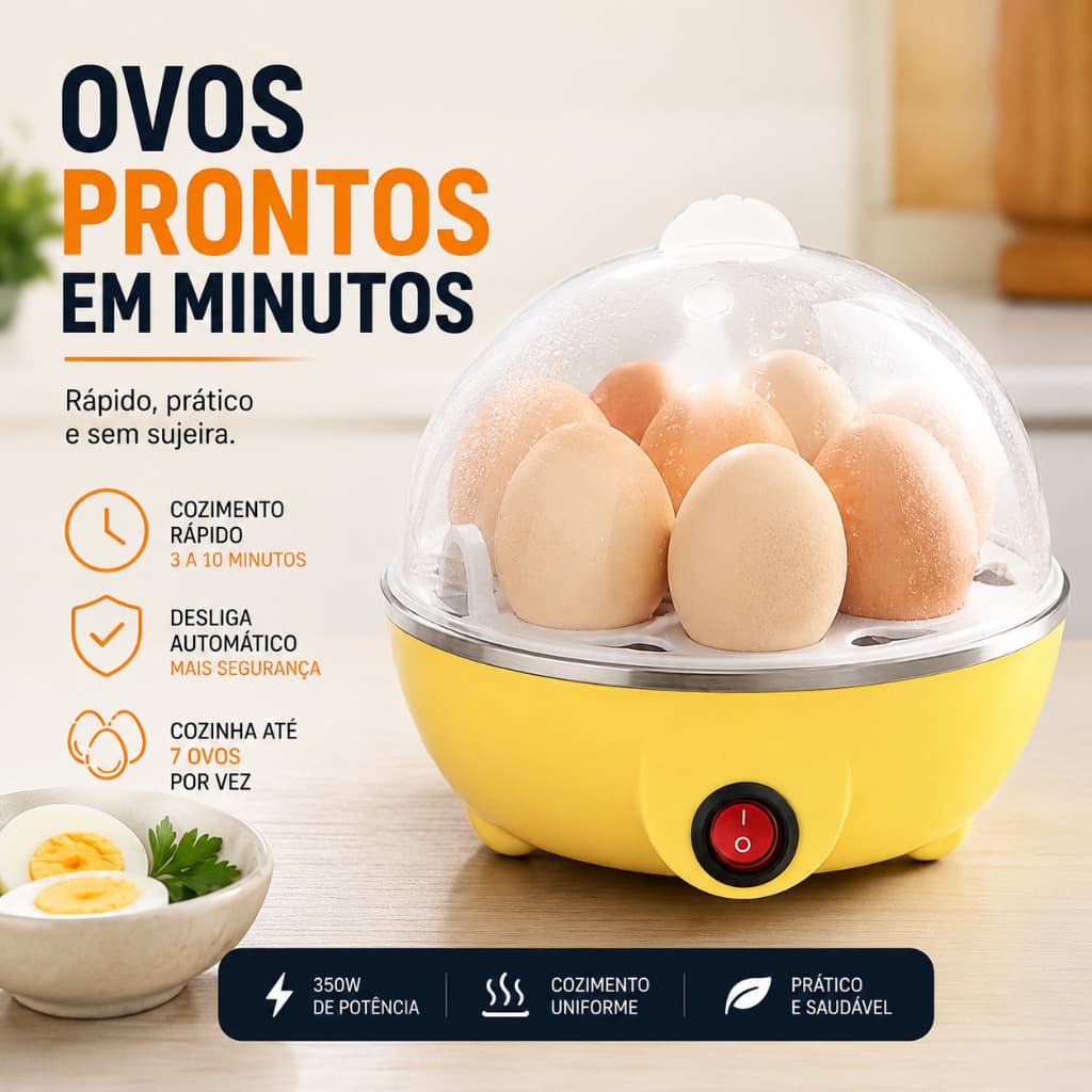 Cozedor de Ovos Elétrico Multifuncional 7 Ovos 110V  Automático Compacto ( Cores variadas)