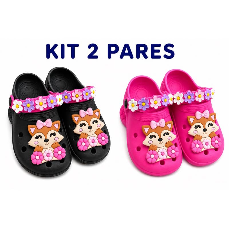Sandália Infantil Feminina Babuche Menina Kit 2 Pares Antiderrapante Macia Confortável Várias Cores 19 Ao 32