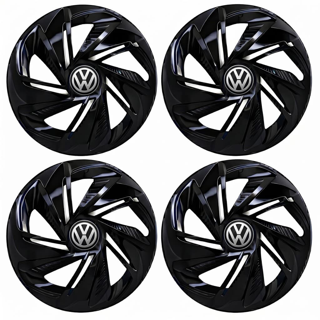 Jogo Calota Nitro VW Preto Brilhante Apolo Bora Crossfox Fox Gol Voyage Parati