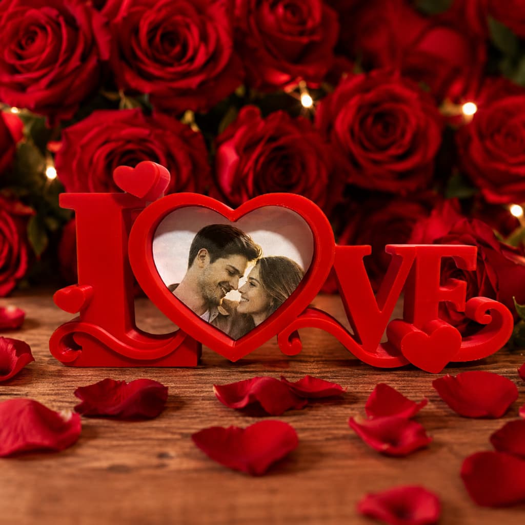 Porta Retrato LOVE Romântico Coração | Presente Casal Decorativo