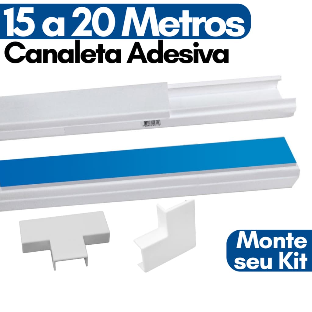 Canaleta para Fio Organizadora de Cabo 15 a 20 Metro Canaleta Adesiva Esconde Cabo Conector Emenda