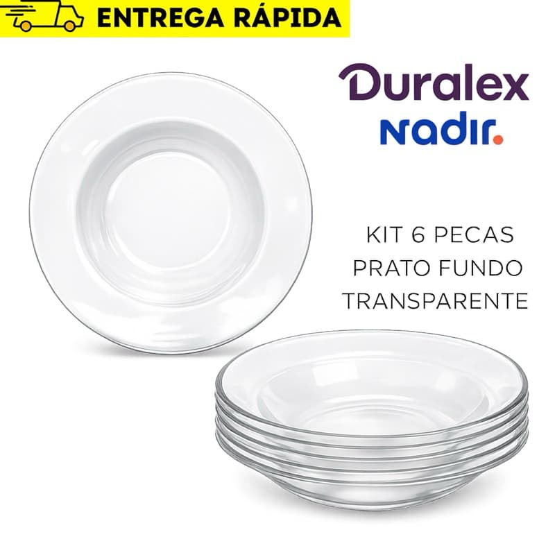 Kit 6 Pratos fundo Duralex transparente Astral - Nadir