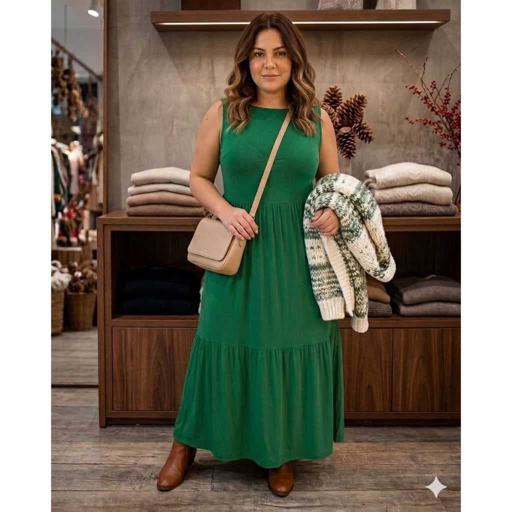 Vestido Feminino Longo GG Tecido Fresco Look Moderno  gg Verão Natal e inverno 502