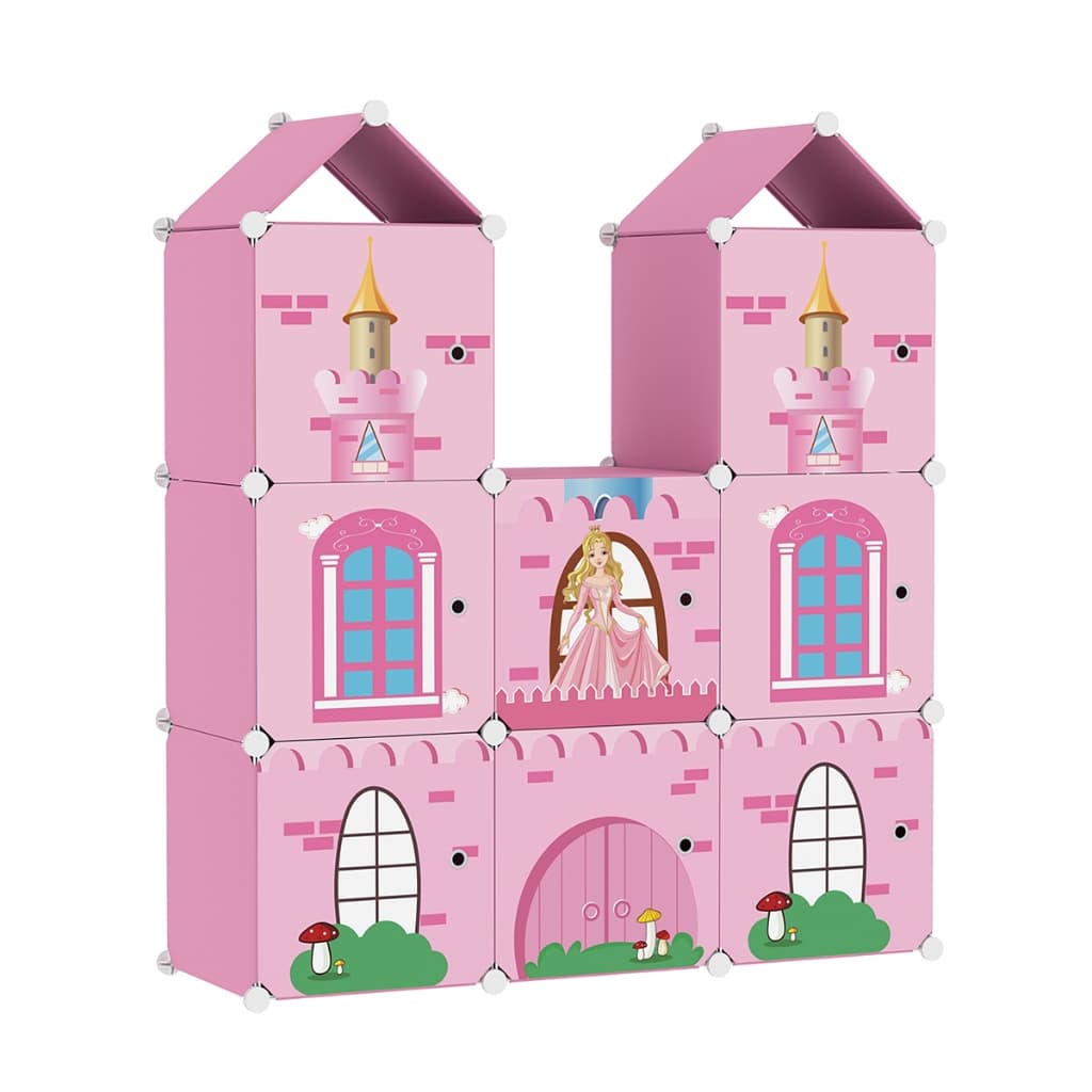 Armário Modular Organizador Guarda roupa Infantil castelo princesa rosa para crianças Quarto