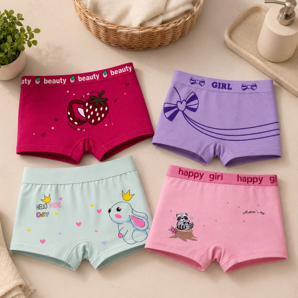 Calcinha box Shortinho Kit com 02/05/10 Peças Infantil menina Estampada Tam 02 a 10 Anos  Importado