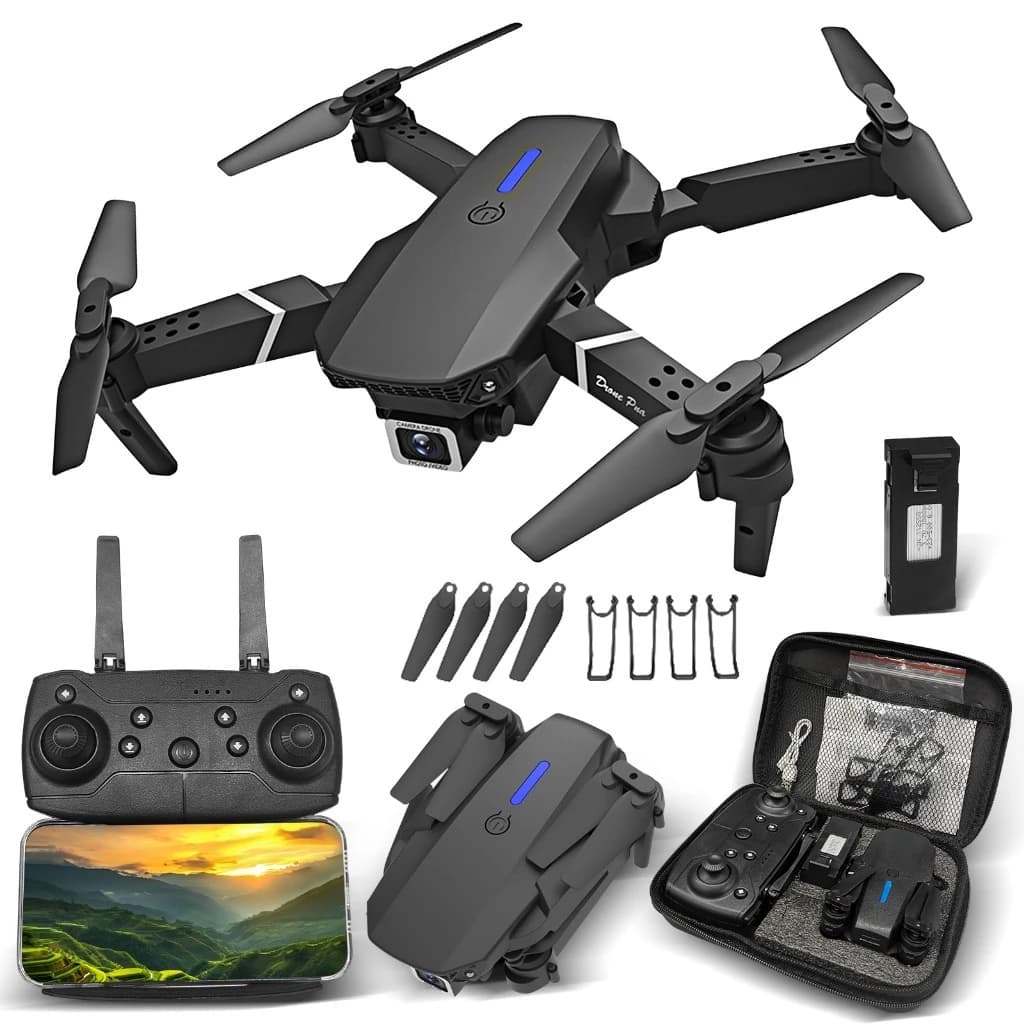 Mini Drone E88 WIFI FPV Com Câmera RC Toy 4K Quadcopter Dobrável Em Ângulo HD