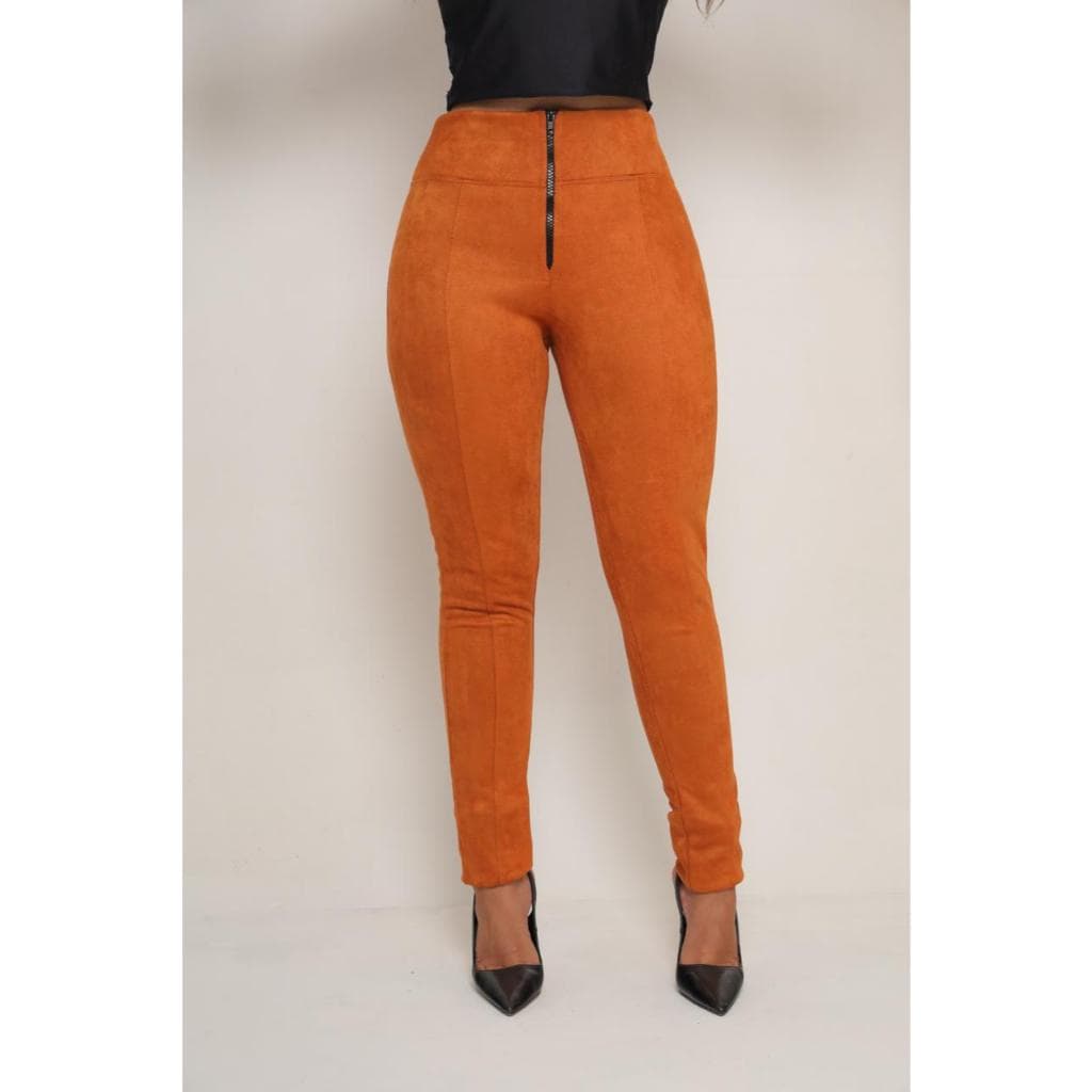Calça Legging Escuba Suede Feminina Alta 2 Bolsos